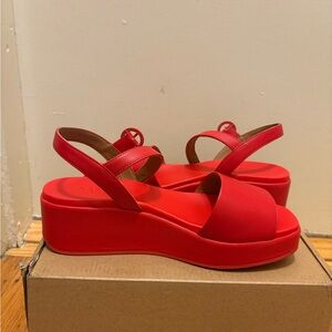 Camper Red Platform Sandals